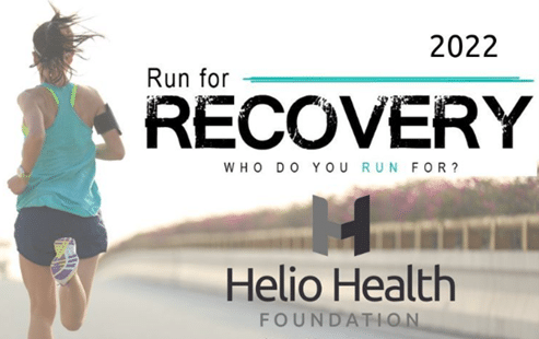 Girl running next to Syracuse Helio Health Run for Recovery Ad