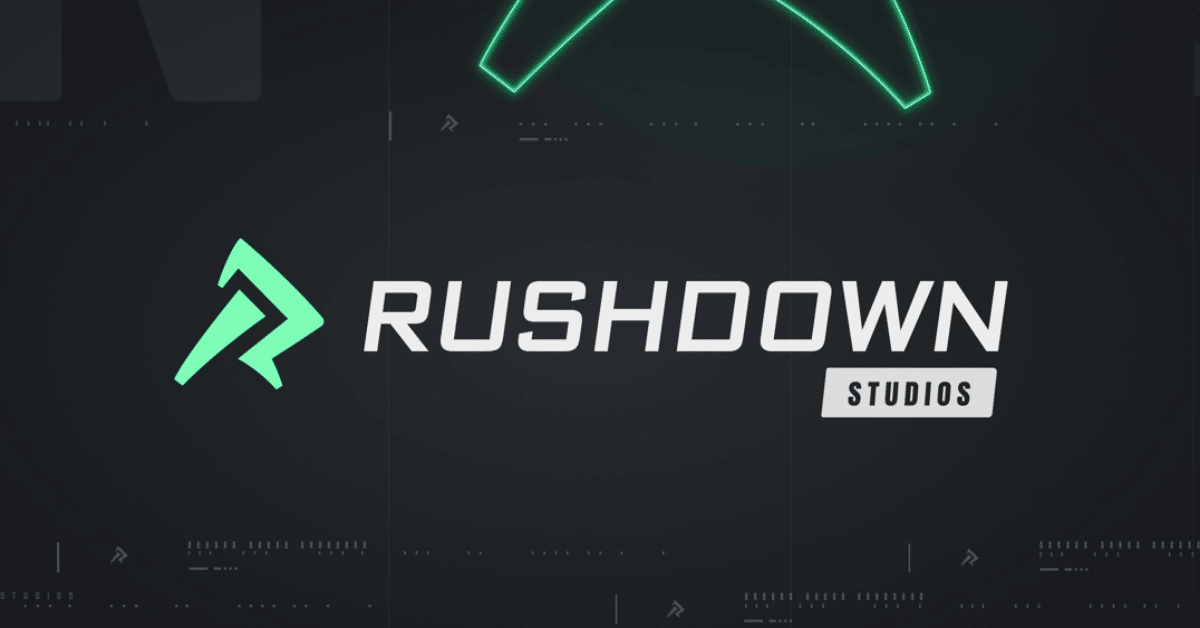 Rushdown studios logo in green on black background