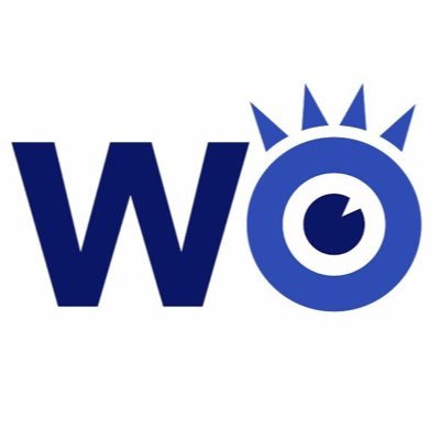 WeatherOptics logo. Blue W and O with an eye